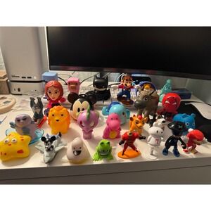 Mixed Toy Figure Lot 27pc Mario Batman Mickey Mouse Disney Marvel Minecraft Misc